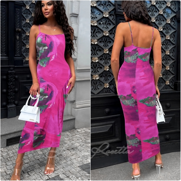 (Out Of Stock) Sherbert Printed Spaghetti Strap Dress - Picture 5 of 5